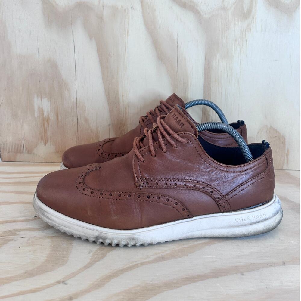 Cole Haan - Grand + Wingtip - Oxfords Shoes - Brown - Men's - 9.5W - C36939 - Picture 3 of 10